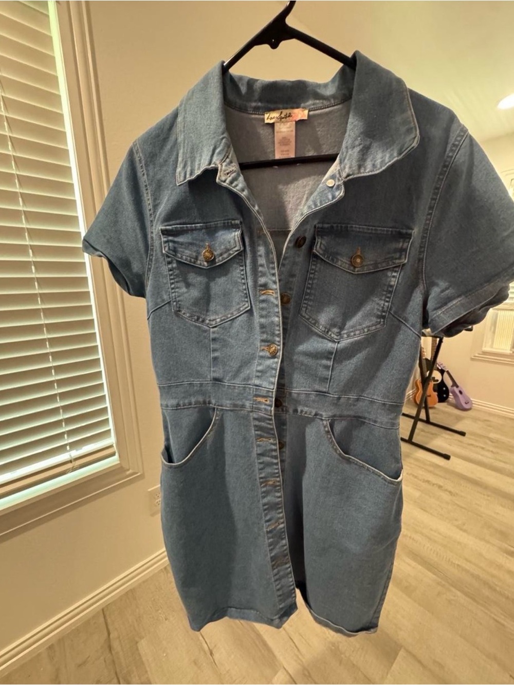 Light Blue Short Sleeve Denim Jacket Dress